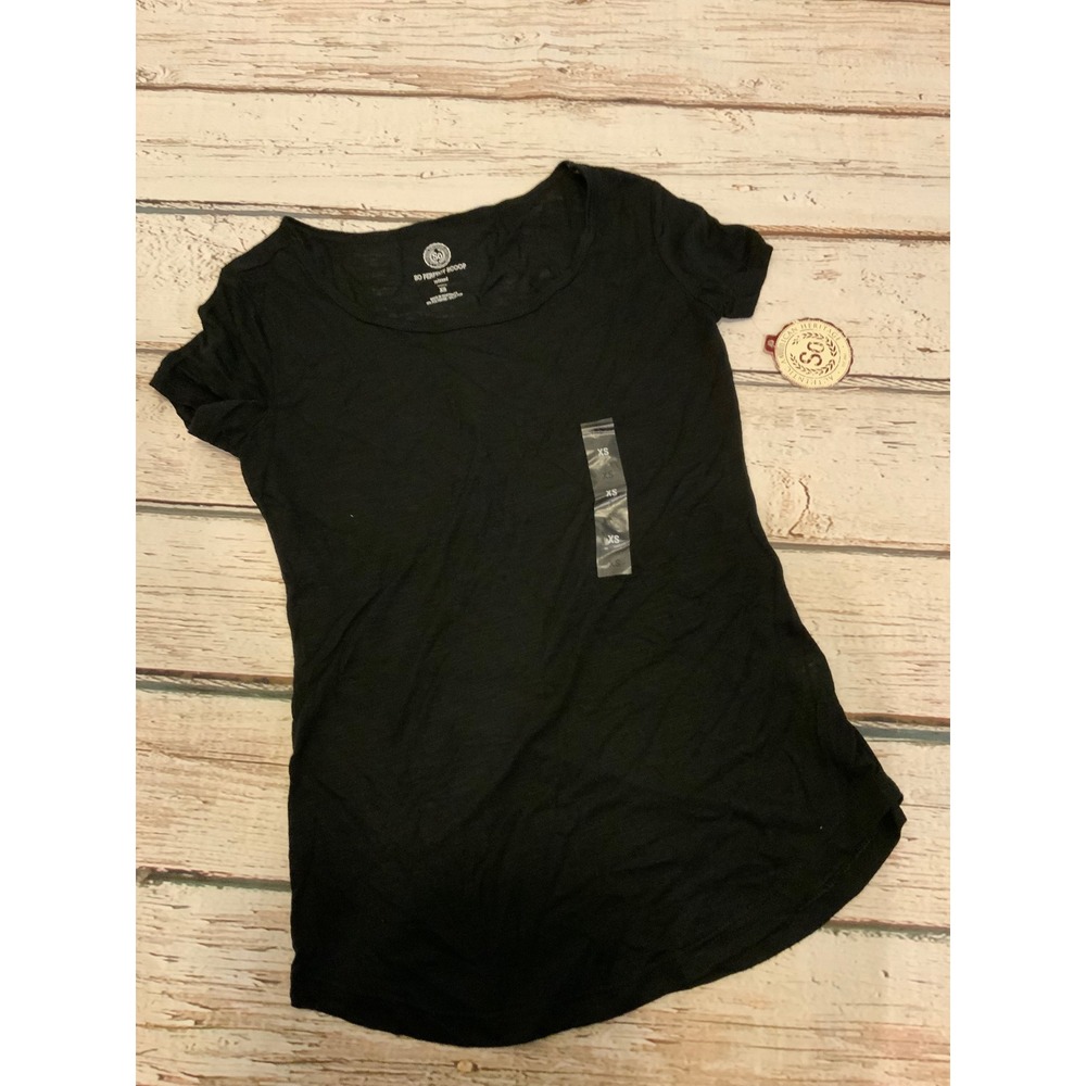 SO Perfect Scoop Relaxed Short Sleeve T-Shirt Black XS Scoop Neck Tee NEW